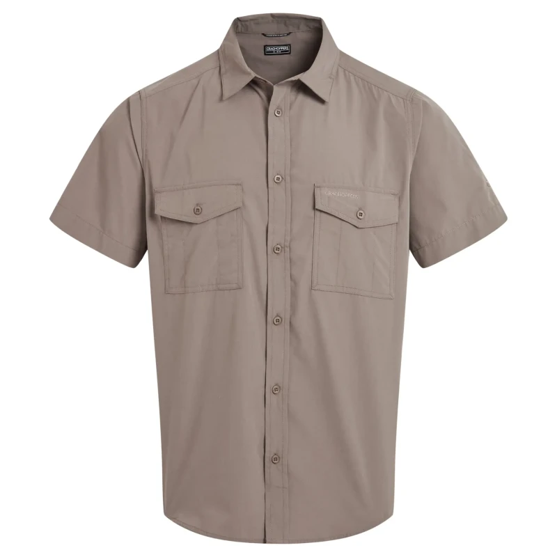 Image of Craghoppers Craghoppers Men Kiwi Short Sleeved Insect-Barrier Shirt in Beige Size: Small Beige S Male 5063260132299