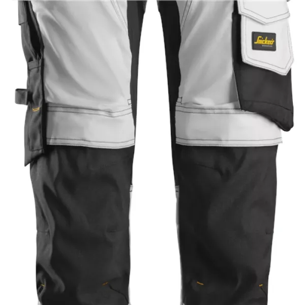 Image of Snickers AllroundWork Stretch Trousers Holster Pockets - White/Black - 50