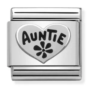 Image of Nomination CLASSIC Silvershine Oxidised Symbols Auntie Heart Charm...