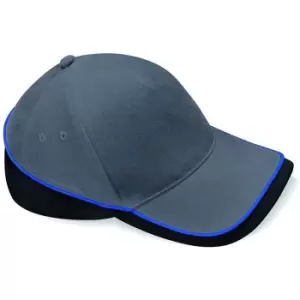 Image of Beechfield Teamwear Competition Cap (One Size) (Graphite/Black/Bright Royal Blue)