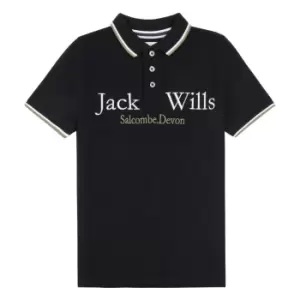 Image of Jack Wills Kids Boys Script Tipped Polo Shirt - Black