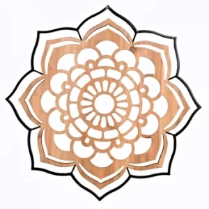Image of Hestia Wooden Wall Art Rosette Design on Wire Frame 52cm