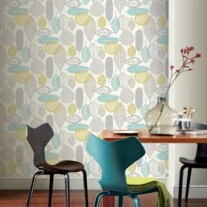 Image of Malmo Teal Wallpaper Blue