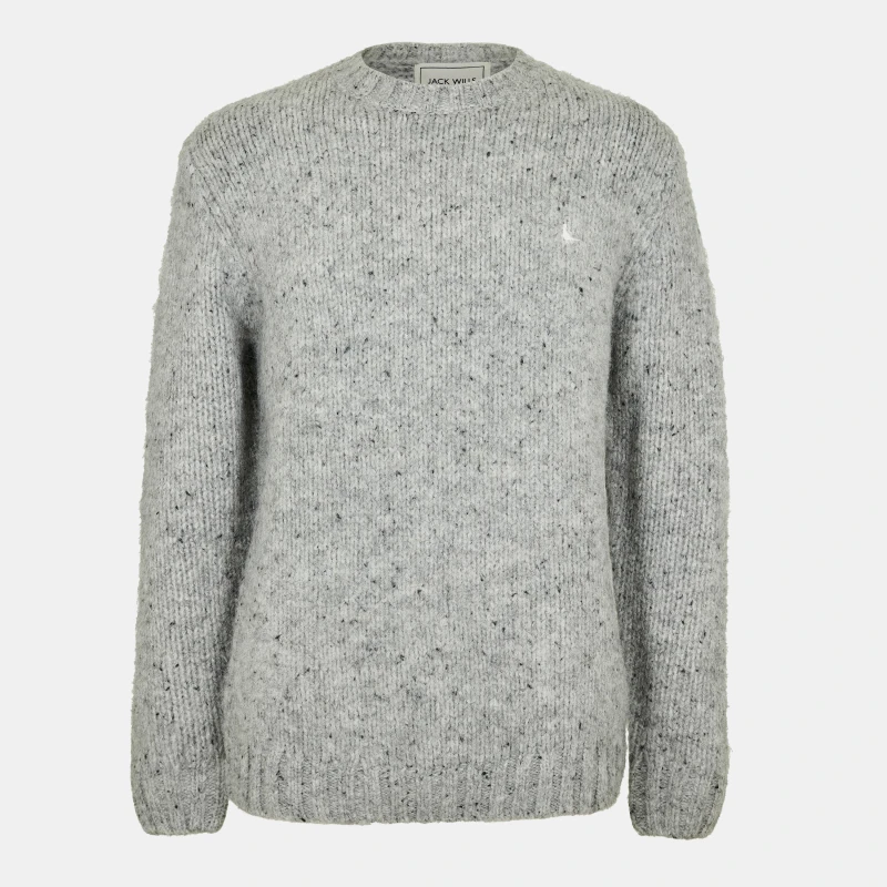 Image of Jack Wills Jumper Drop Shoulder Long Sleeve Knitted Pullover Sweater Tops Grey Marl male S