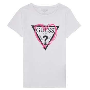 Image of Guess J1RI04-K6YW1-TWHT Girls Childrens T shirt in White - Sizes 10 ans,12 ans,14 ans