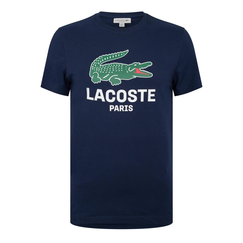 Image of Lacoste Mens Large Croc Regular Fit T-Shirt Navy 166 male S