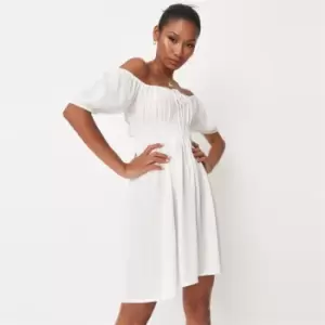 Image of Missguided Cap Sleeve Mini Dress - Cream
