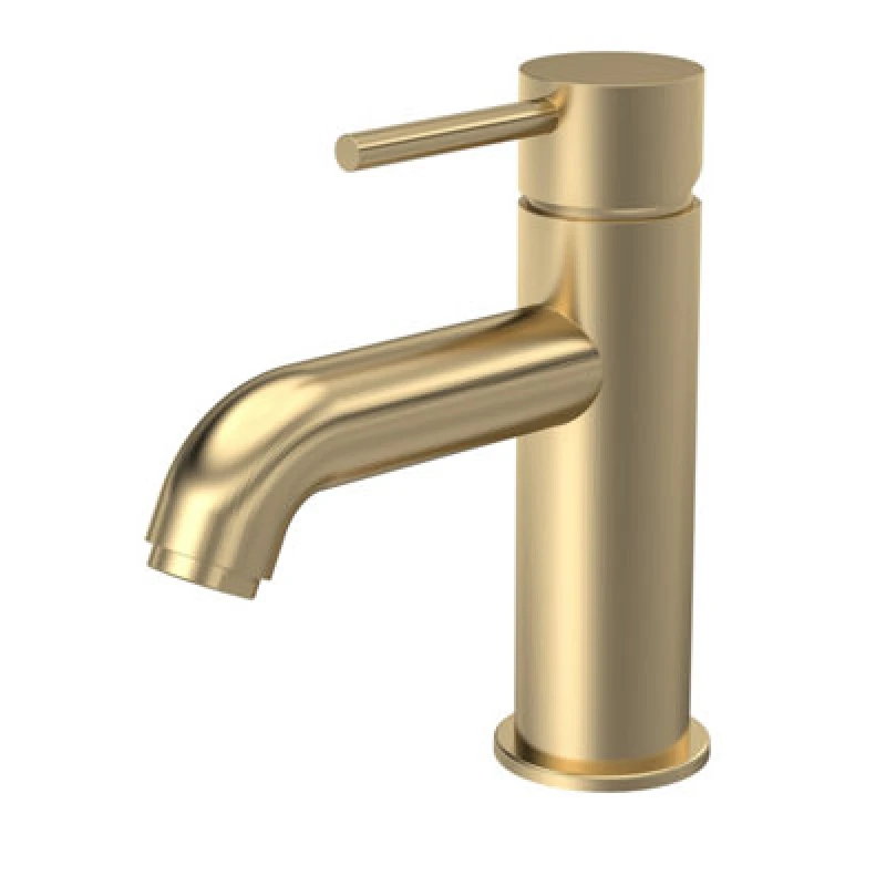 Image of Round Mono Basin Sink Mixer Tap & Push Button Waste - Brushed Brass - Balterley