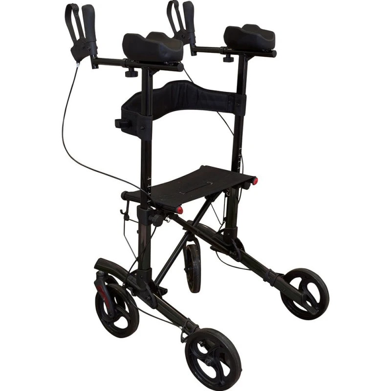 Image of Loops Black Lightweight Aluminium Forearm Rollator Mobility Aid - 136kg Weight Limit Black