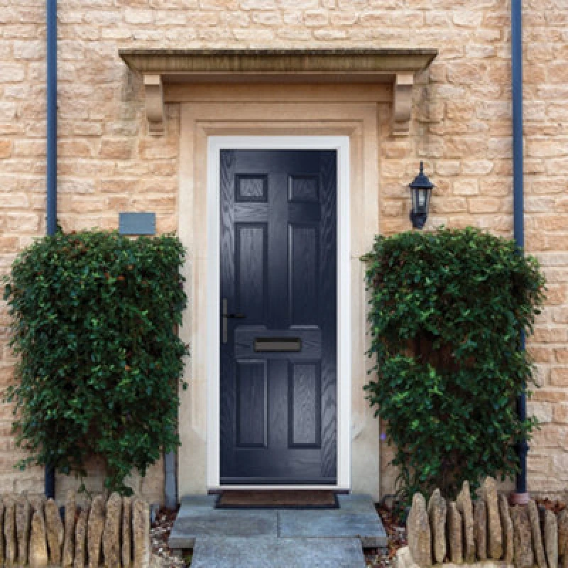 Image of Lacerta Composite Door Muirfield Solid Blue 920mm X 2090mm Open In Right Hand No Glass 10 Year Guarantee - Free Delivery & Smart Lock