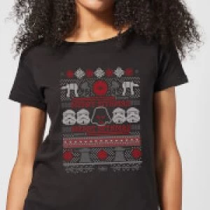 Image of Star Wars Merry Sithmas Knit Womens Christmas T-Shirt - Black - M
