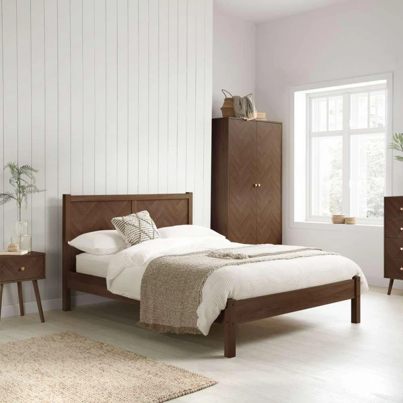 Image of Birlea Herringford Walnut Wooden Bed Frame - 5ft King Size