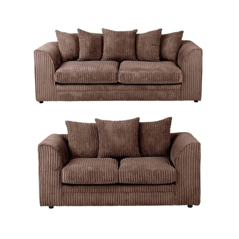 Image of LUXURY LIFE Dylan Jumbo Cord Fabric Sofa Set Chocolate
