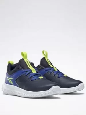 Image of Reebok Rush Runner 4 Shoes, Navy/Blue/Yellow, Size 3