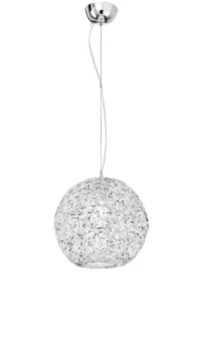 Image of ASTRA Dome Pendant Ceiling Light Chrome, Crystals 35x37cm