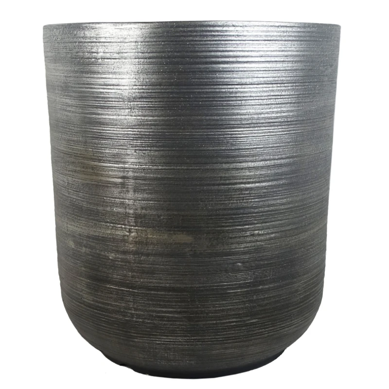 Image of N/A 47cm x 41cm Coya Silver Ridged Planter Extra Large Composite Plant Pot