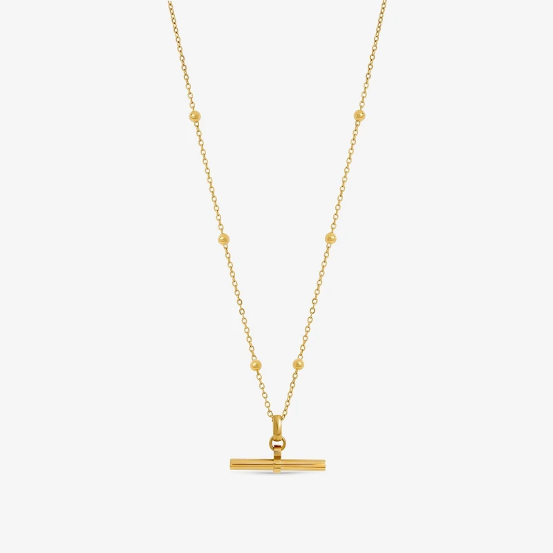 Image of Jon Richard Gold Plated Waterproof T-Bar Necklace Gold female One Size