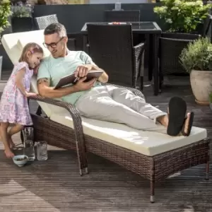 Image of Tectake Cassis Rattan Sun Lounger - Grey