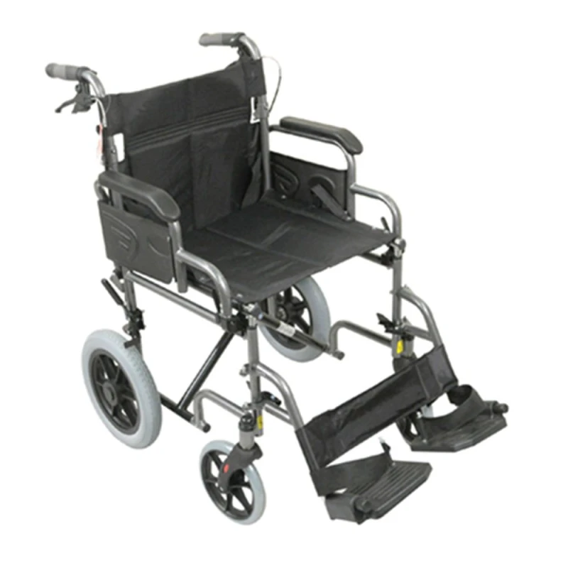 Image of Loops Deluxe Attendant Propelled Steel Wheelchair - Compact Foldable Design - Hammered Metallics