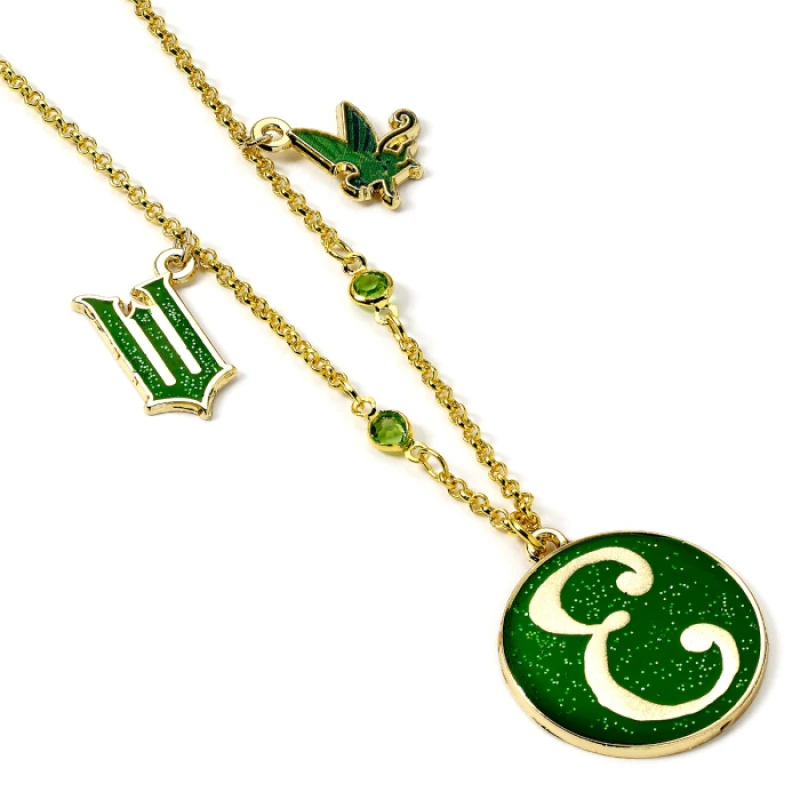 Image of WICKED Elphaba 'E' Icon Green & Gold Necklace with Charm Embellishments