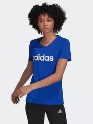 Image of adidas Design 2 Move Logo T-Shirt, Blue/White Size M Women