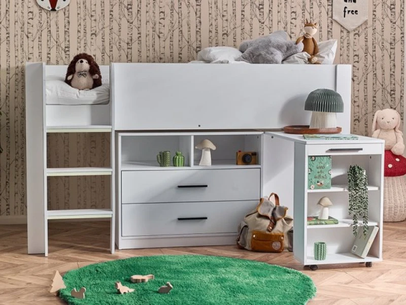 Image of Julian Bowen Otis White Wooden Mid Sleeper Bed Frame - 3ft Single