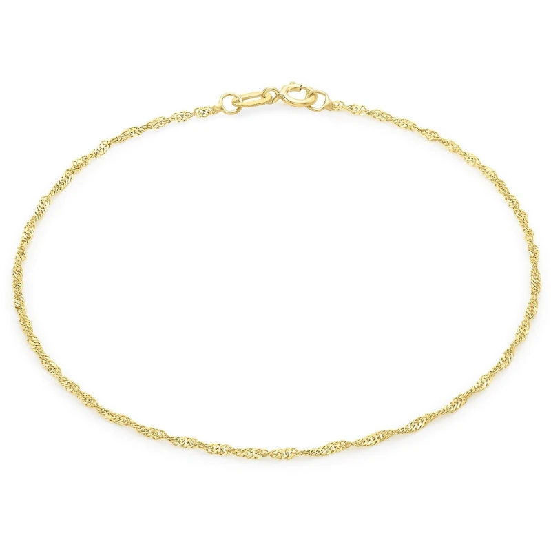 Image of Be You 9ct Gold Twist Curb Chain Anklet Gold female 9in