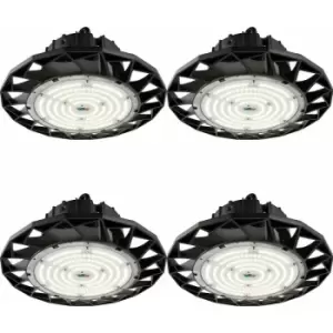 Image of 4 pack High Bay Emergency Pendant Light 200W Daylight White LED - Matt Black