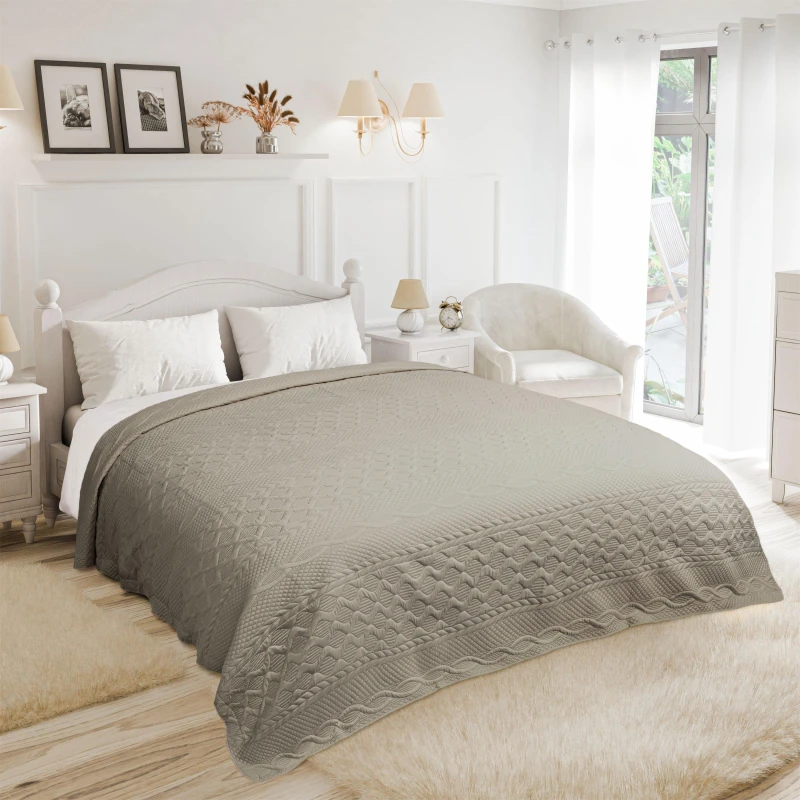 Image of Emma Barclay Bedspread Quilted Aran Stone Cream unisex Double