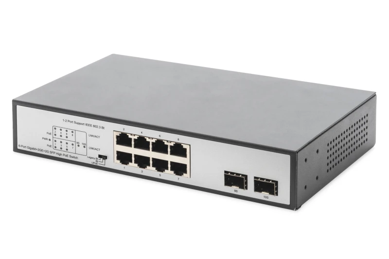 Image of Digitus 8-Port Gigabit PoE Networkswitch. Desktop. unmanaged. 2 Uplink