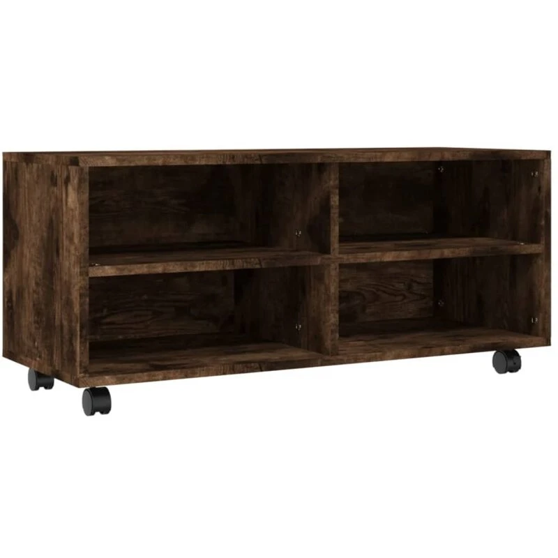 Image of vidaXL TV Cabinet With Castors Smoked Oak 90x35x35cm Engineered Wood, Brown 815258