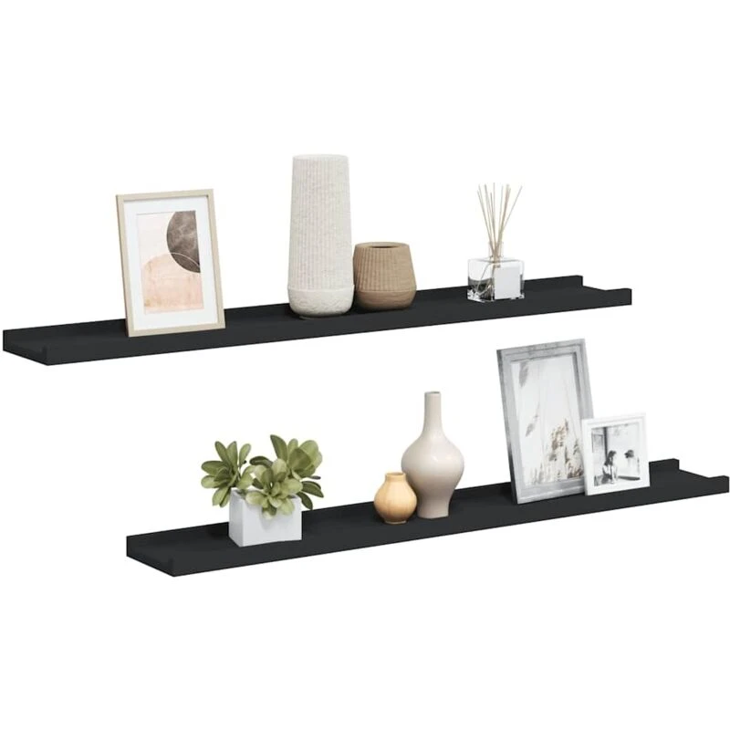 Image of VIDAXL Picture Frame Ledge Shelves 2 pcs Black 80x9x3cm MDF vidaXL 8720286075647