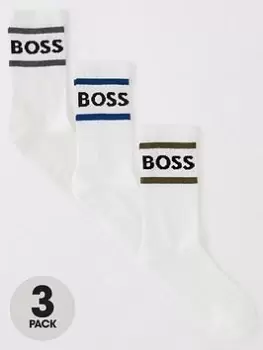 Image of BOSS Bodywear 3 Pack Stripe Rib Socks, Natural, Size 39-42, Men