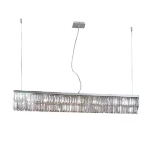 Image of Prisma Designer Crystal Straight Pendant Light Polished Chrome, 7x G9