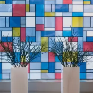 Image of Fablon Self Adhesive Mondrian Window Film MultiColoured