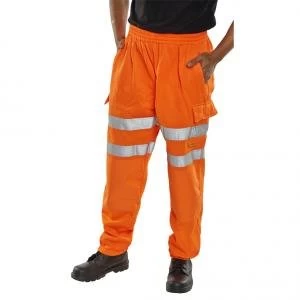Image of B Seen Jogging Bottoms Hi Vis Zip Pockets S Orange Ref BSJBORS Up to 3