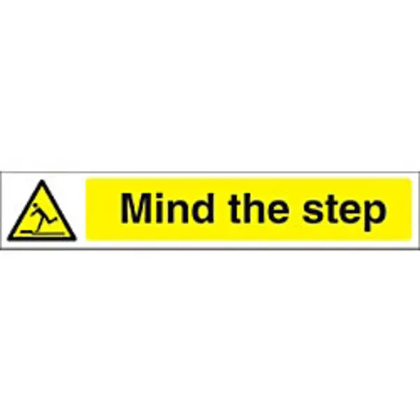 Image of Stewart Superior Seco Warning Safety Sign Mind The Step Semi Rigid Plastic 300 x 50mm - W0185SRP300X50 W0185SRP300X50