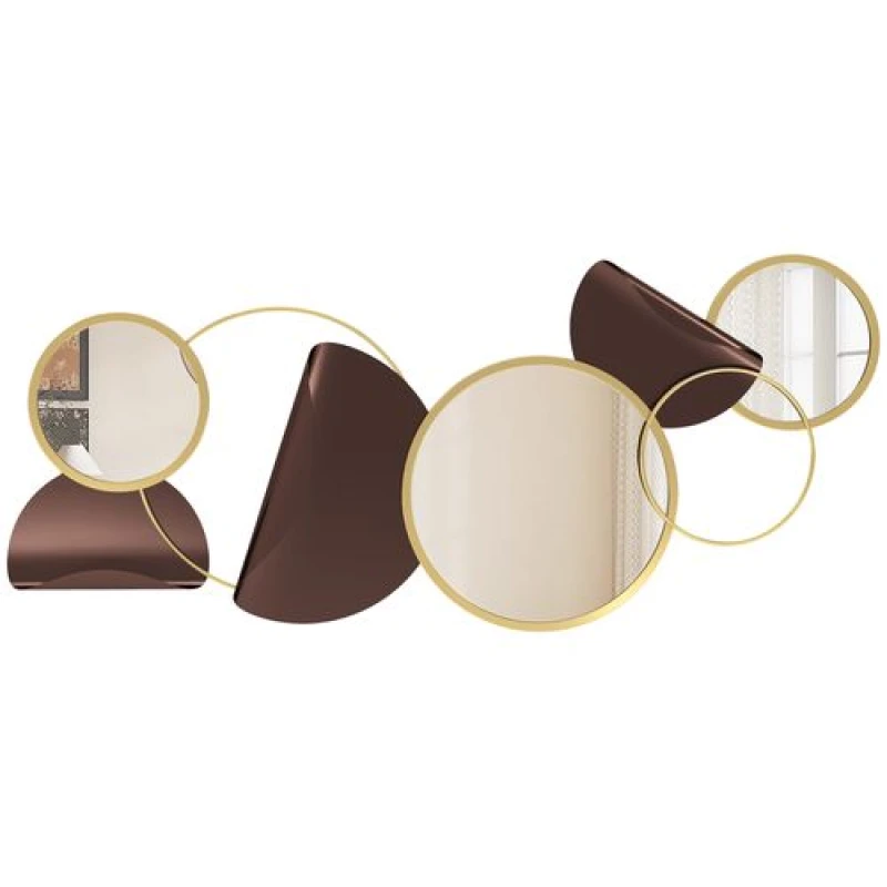 Image of HOMCOM Metal Wall Art, Decorative Mirror Decor for Living Room, Gold Tone Gold