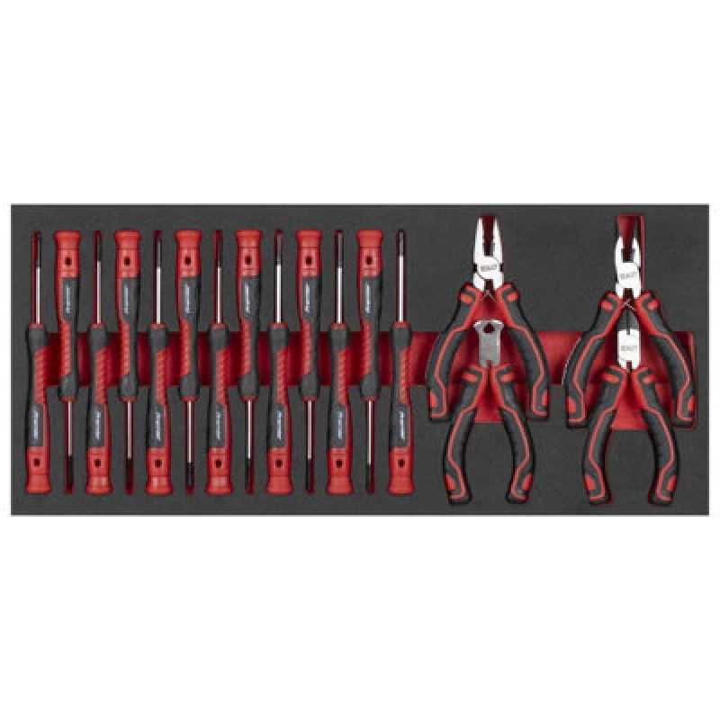 Image of Sealey Premier 17 Piece Pliers and Precision Screwdriver Set in Module Tray TBT67