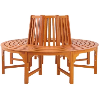 Image of Wooden Tree Bench FSC -Certified Eucalyptus Wood Round Garden Seat 190cm - Deuba