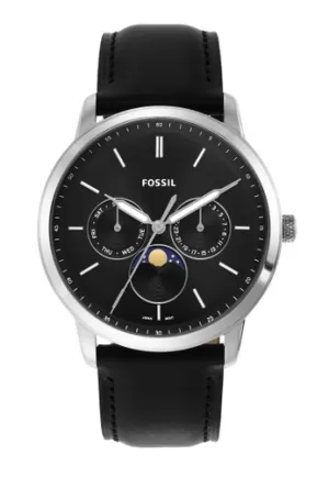 Image of Fossil Men Neutra Moonphase Multifunction Black Eco Leather Watch