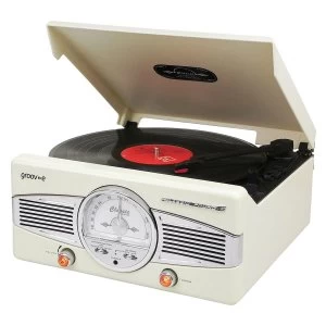 Image of Groov-e Retro Series Vinyl Player with Radio and Built in Speakers - Cream
