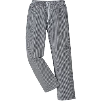 Image of Portwest - C079 - Black Check Sz XL Regular Bromley Chefs Trousers Checked
