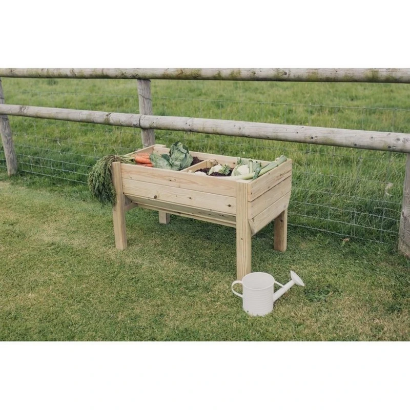 Image of Churnet Valley Garden Furniture Ltd Raised Veg Trug Planter - L52 x W100 x H60cm - Min. Assembly Required in Brown Brown Unisex