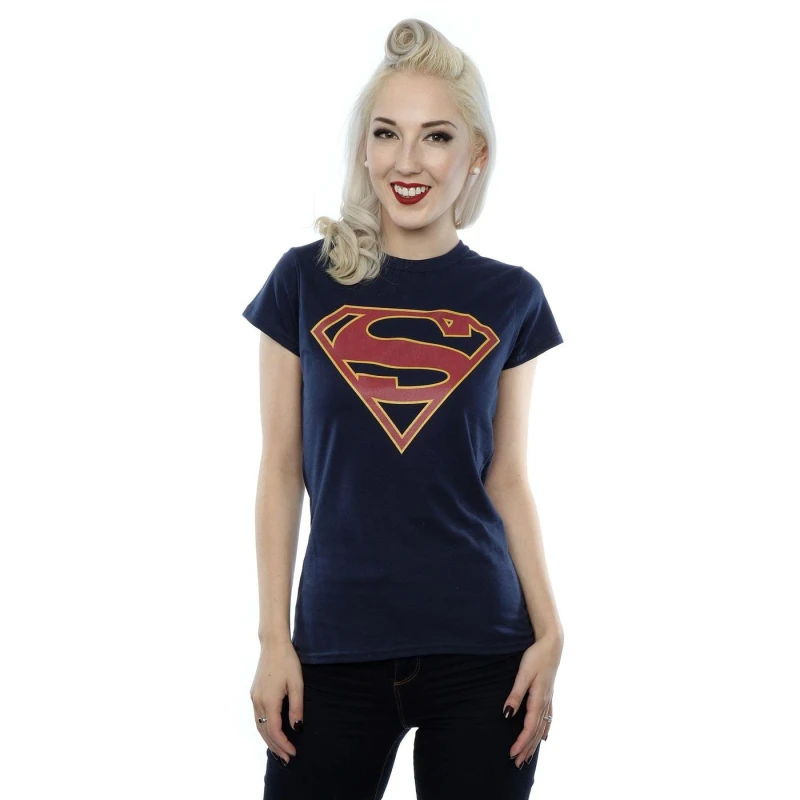 Image of DC Comics Supergirl Logo Cotton T-Shirt Mid Navy female