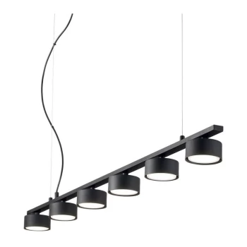 Image of Ideal Lux MINOR - Indoor 6 Light Ceiling Linear Pendant Lamp 6 Lights Black