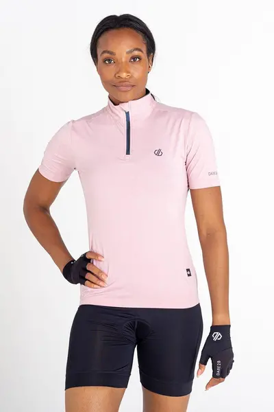 Image of Dare 2b Q-Wic Plus Polyester 'Pedal Through It' Half Zip Jersey Dusty Pink