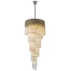 Image of Luminosa Pendant Round 5 Tier 23 Light E14, Polished Nickel, Clear Glass, Item Weight: 56.2kg