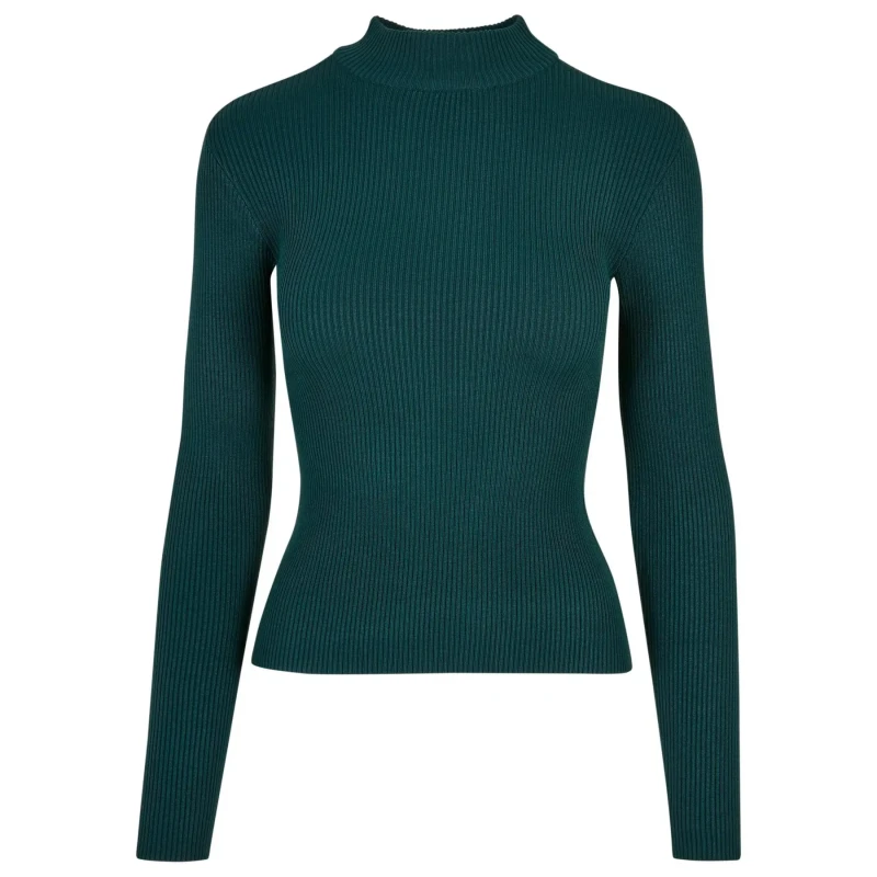 Image of Urban Classics Womens ribbed knit turtleneck sweater Urban Classics Bleu Female L