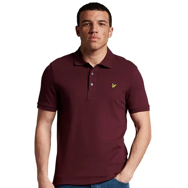 Image of Lyle & Scott Mens Plain Organic Cotton Polo Shirt S - Chest 36-38' (91-96cm) Burgundy LYL113-Z562-S
